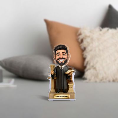 Personalized Judge Bobblehead Caricature Custom with Face Cutout, Gift for Lawyer, Advocate & Judge Home & Office Desk Decor Battery Powered Moving Head